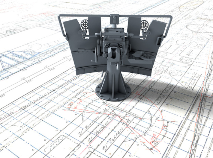 1/48 3-pdr 1.85"/40 (47 mm) MKV Mounting 3d printed 3D render showing product detail