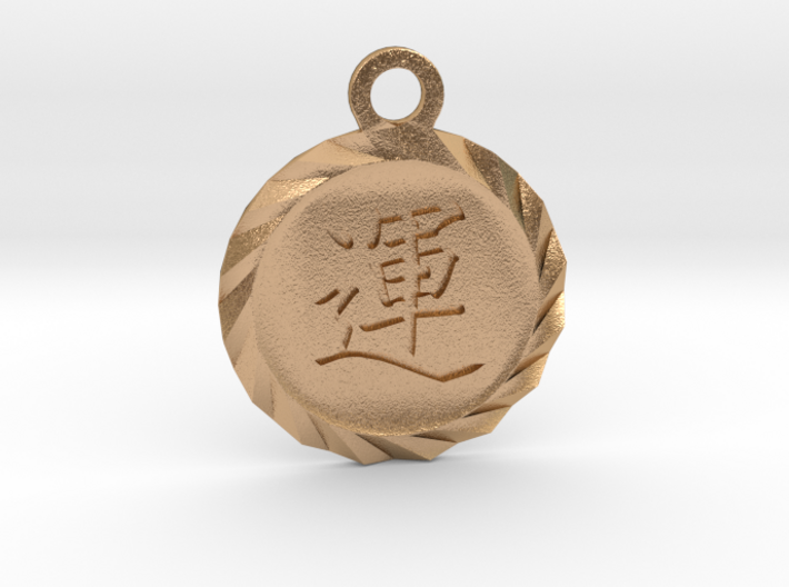 Kanji Luck Talisman Pendant 3d printed Natural Bronze Deep Engraved Kanji Luck Talisman Pendant