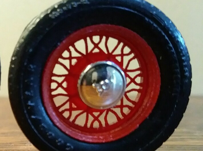 Set of four Kelsey Hayes &quot;Bent Spoke&quot; big &amp; little 3d printed Painted wheel. Hub cap and tire are not included