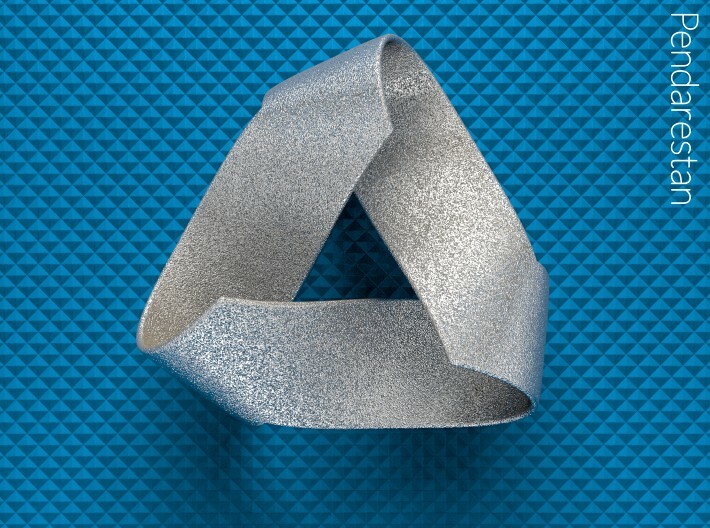 Folded Trigram 3d printed Folded Trigram, an ideal three half-twist Mobius strip with corners, top view