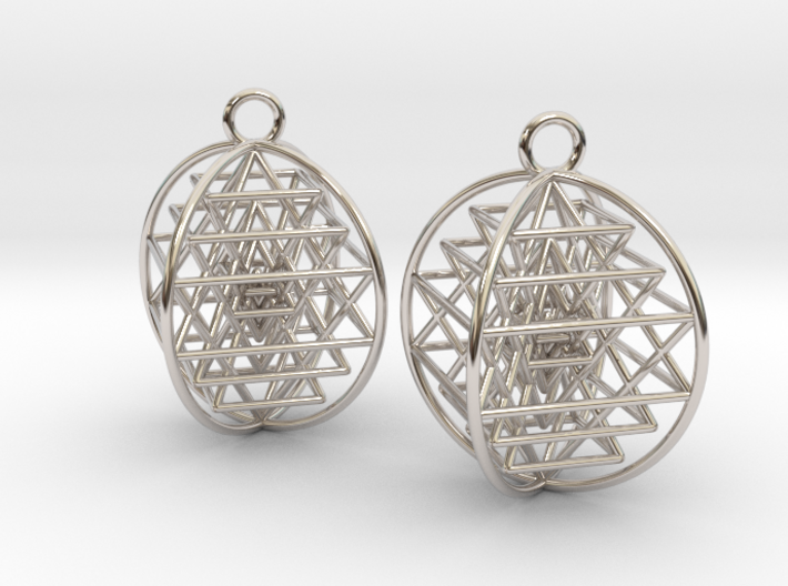 3D Sri Yantra Earrings 1&quot; 3d printed