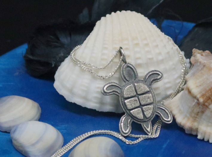 Tribal Turtle Pendant 3d printed The pendant seen from the ventral side.