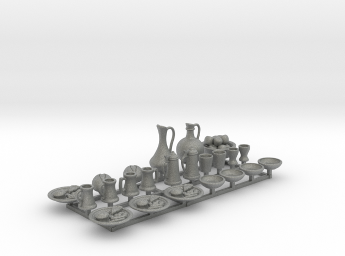 Medieval Feast table. 23 pieces for 1/24 scale 3d printed