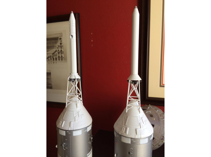 Apollo LES Upper 1:72 3d printed Comparison photo- my printed model is on the left