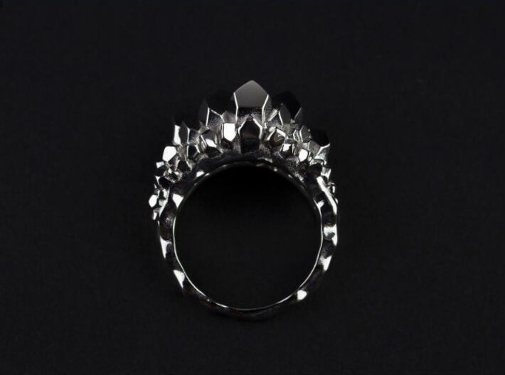 Crystal Ring size 7 3d printed Platinum 