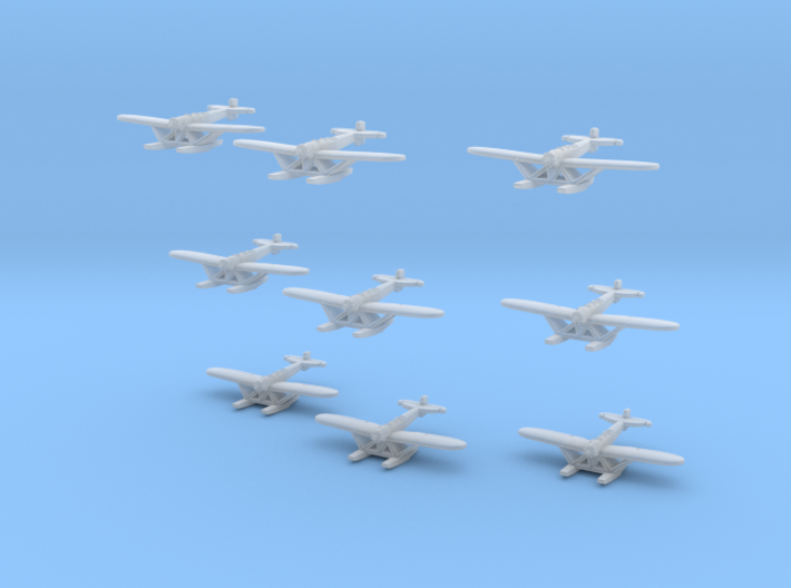 Heinkel HE5 (S5A) set of 9 3d printed HE5 S5A "Hansa"  in 1:1250 scale by CLASSIC AIRSHIPS