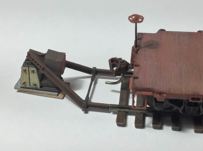 N scale 4-pack Ellis Bumper 3d printed HO version shown, painted and weathered.