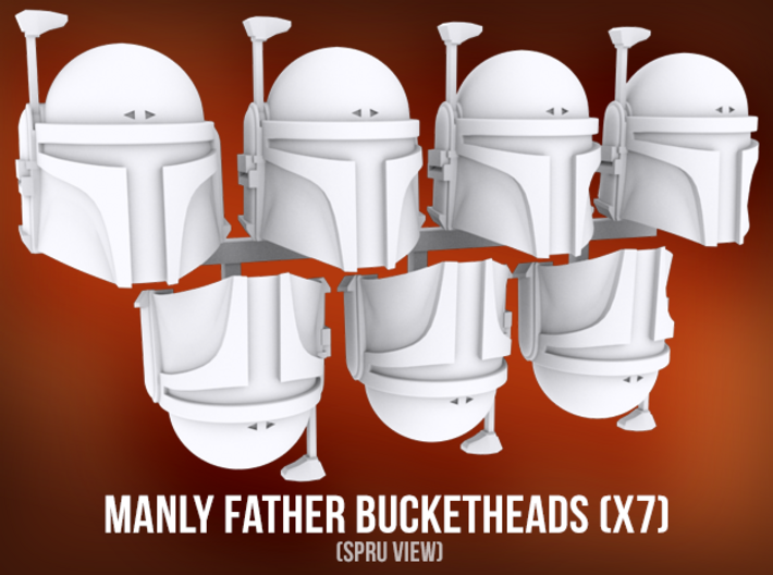 Manly Father Bucketheads (x7) 3d printed