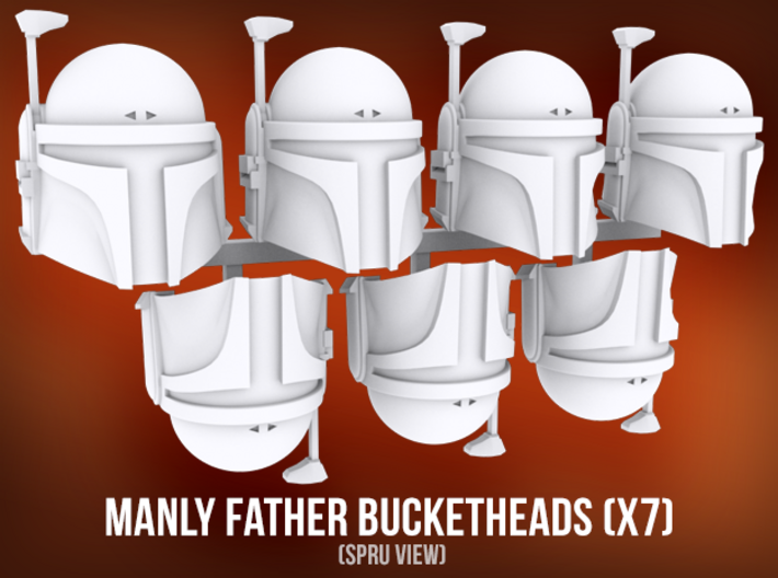 Manly Father Bucketheads (x7) 3d printed 