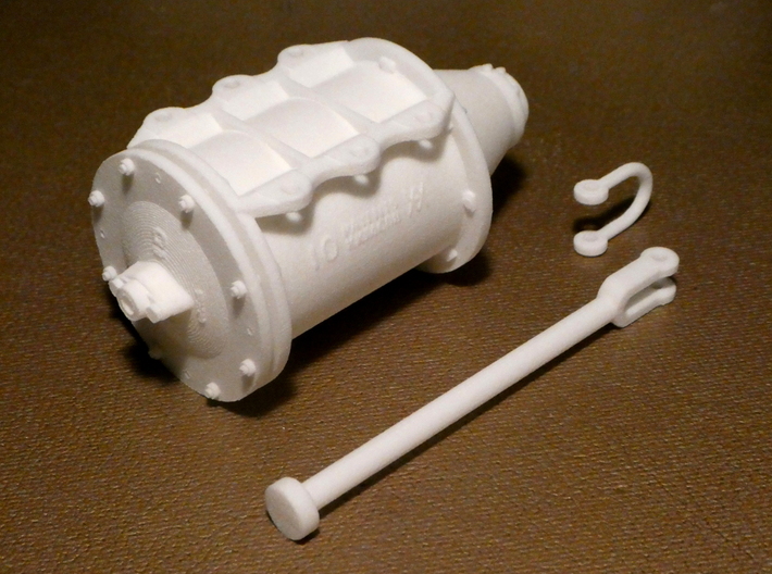 1/8 Scale AB Brake Cylinder 3d printed This cylinder is shown assembeled.  The back cover plate is a simple force fit and is keyed so that it cannot be assembled incorrectly.