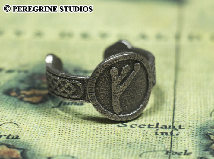 Ring - Fehu Rune (Size 13) 3d printed Stainless Steel