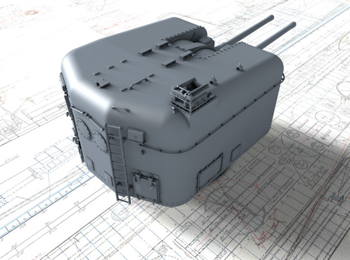 1/96 4.5"/45 (11.4 cm) QF MKVI Guns x3 3d printed 3d render showing product detail