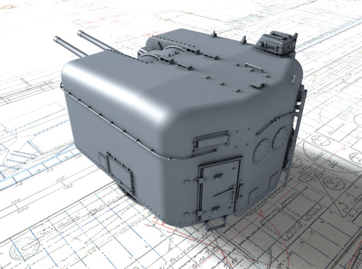 1/200 4.5"/45 (11.4 cm) QF MKVI Guns x3 3d printed 3d render showing product detail