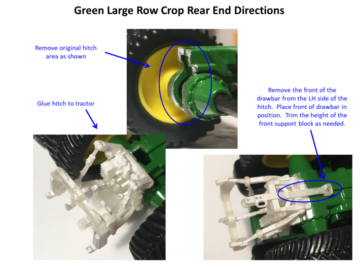 (1) GREEN 2014 & NEWER ROW-CROP REAR FIXED 3PNT-BR 3d printed 