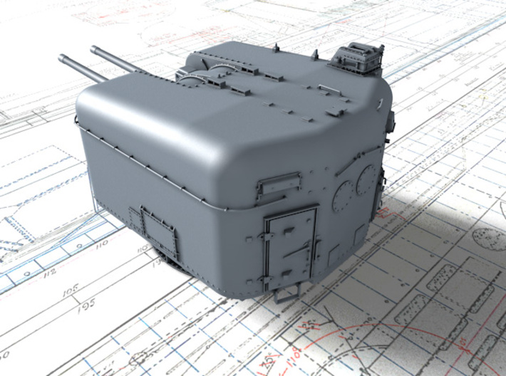 1/600 4.5"/45 (11.4 cm) QF MKVI Guns x2 3d printed 3d render showing product detail