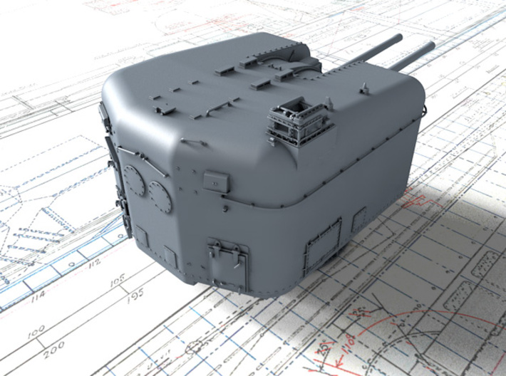 1/700 4.5"/45 (11.4 cm) QF MKVI Guns x2 3d printed 3d render showing product detail