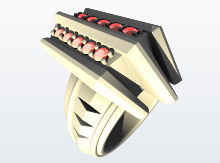 Stealth Ring with gems_12 3d printed 
