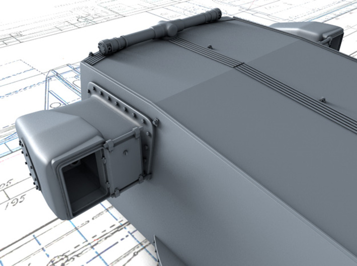 1/350 Zara Class 203mm/53 M1927 Guns Blast Bags x4 3d printed 3D render showing B and C Turret Rangefinder
