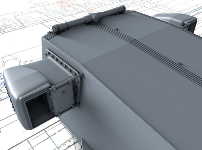 1/144 Zara Class 203mm/53 M1927 Guns Blast Bags x4 3d printed 3D render showing B and C Turret Rangefinder