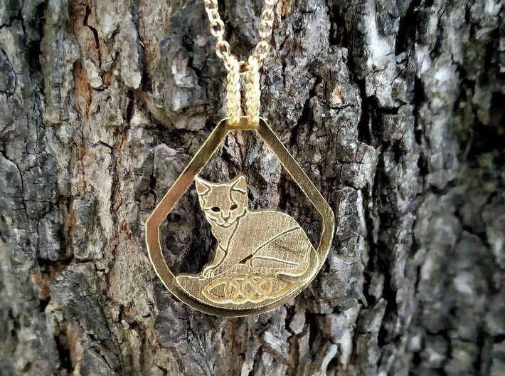 Sterling Silver Cat Moon Necklace - Trensygo Jewelry