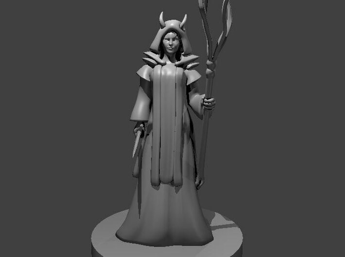 Tiefling Wizard with Robes and Tentacle Staff 3d printed