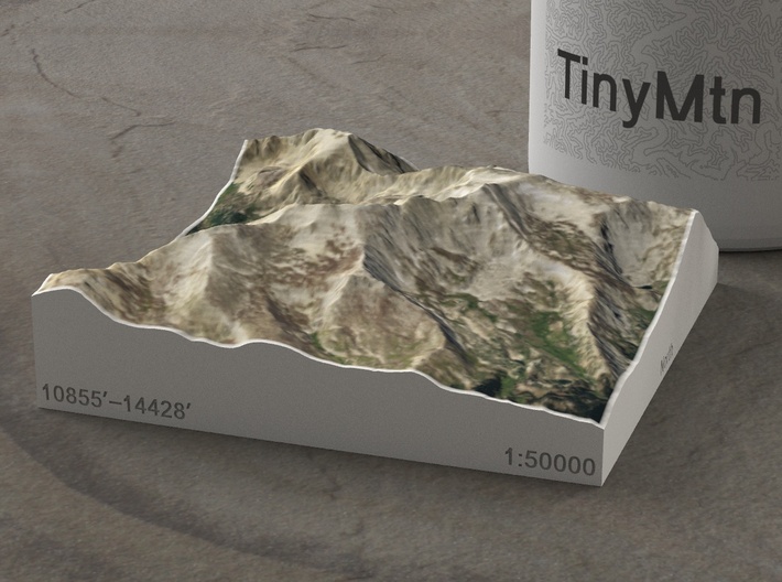 Mt. Massive, Colorado, USA, 1:50000 3d printed 