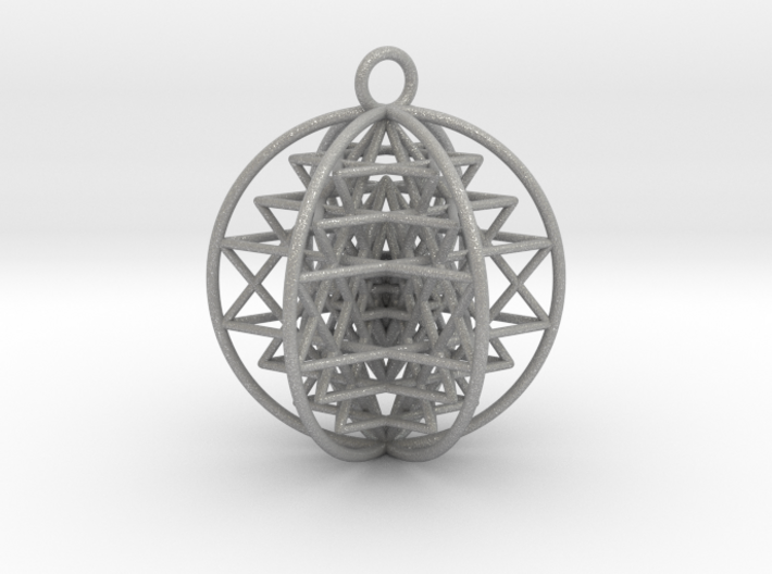 3D Sri Yantra 6 Sided Symmetrical Pendant 2&quot; 3d printed