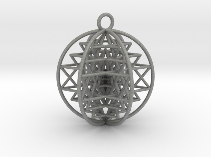 3D Sri Yantra 6 Sided Symmetrical Pendant 2&quot; 3d printed