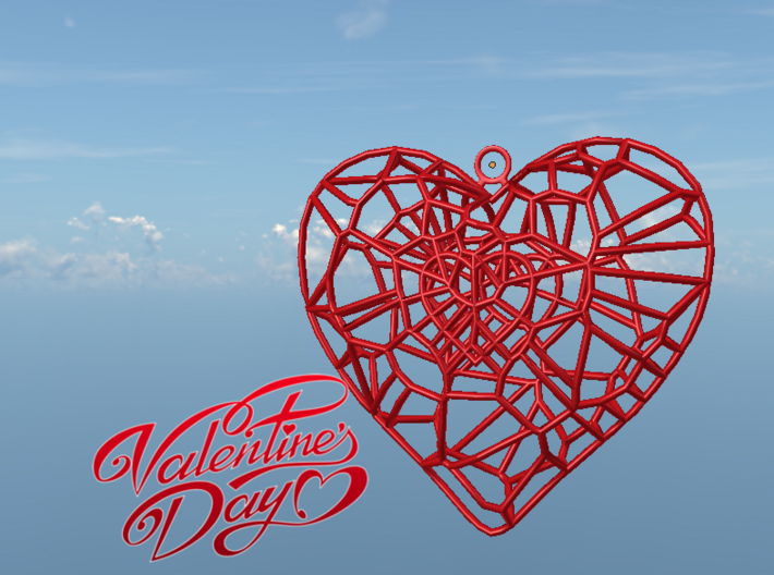 valentine hearth pendant 3d printed