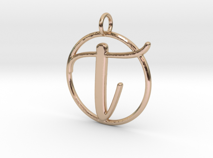 Cursive Initial T Pendant 3d printed