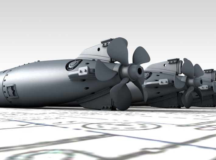1/144 Royal Navy 21" MKVIII Torpedos x4 3d printed 3D Render showing product detail