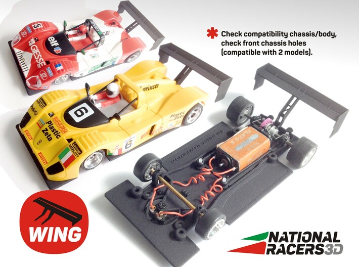 Chassis - SCX/SCALEXTRIC Ferrari 333 SP Inline 3d printed Chassis compatible with SCX model (slot car and other parts not included)