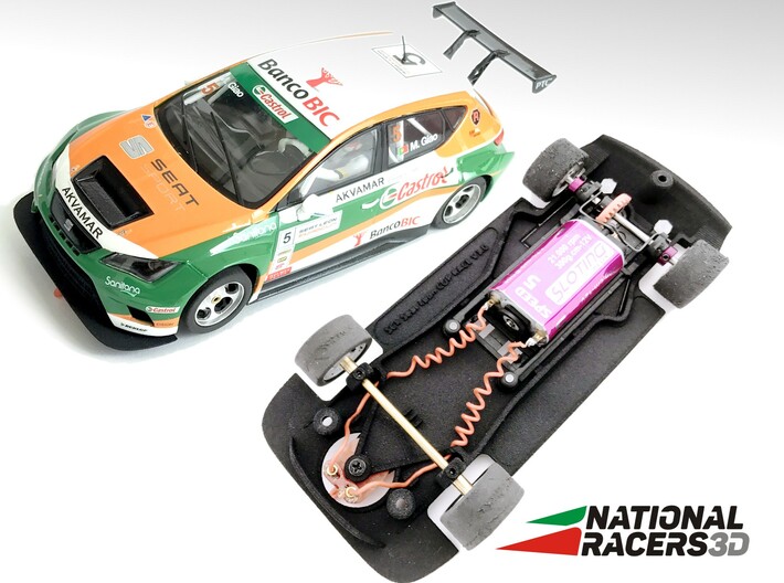 3D Chassis - SCX Seat Leon CUP Racer (Combo) 3d printed Chassis compatible with SCX model (slot car and other parts not included)