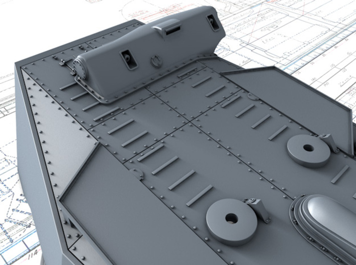 1/600 HMS Bellerophon 12" MKX Guns x5 3d printed 3d render showing Rangefinder detail