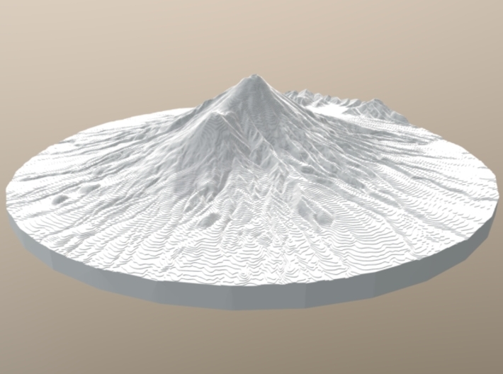 Mount Taranaki Map - Contours (10 Meter) - Large 3d printed 