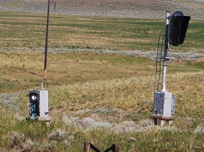Concrete base for a signal 3d printed Abandoned signal in central Montana