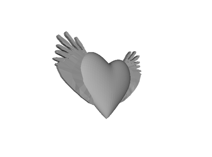 Joyful Heart With Wings Pendant  3d printed 