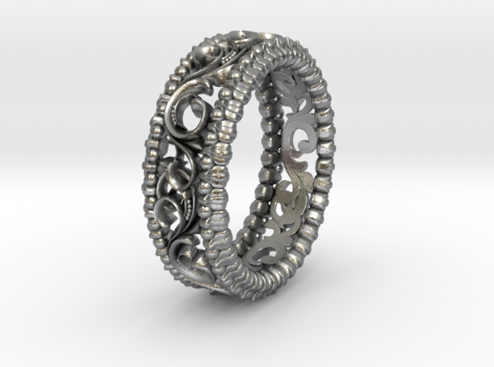 Carved Floral Sterling Silver/Gold Wedding Ring 3d printed