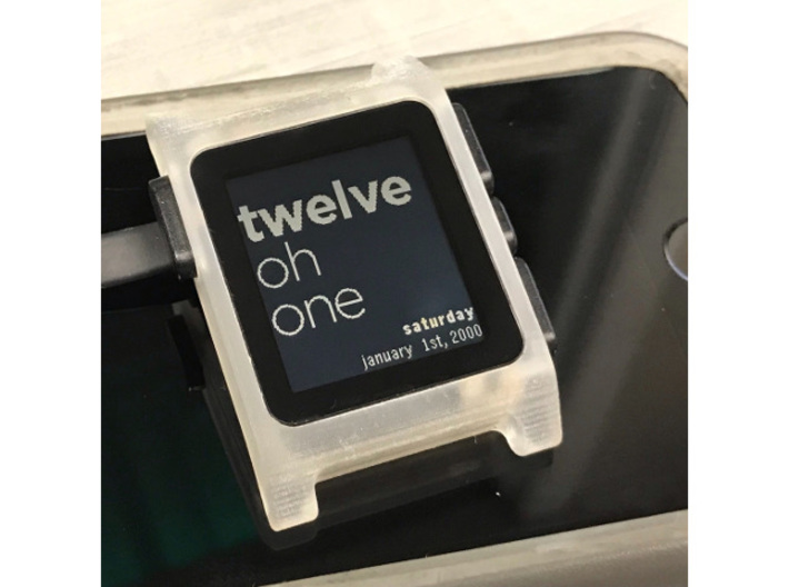 Pebble 2 Smartwatch Replacement Case 3d printed showing fully assembled case (parts not included)