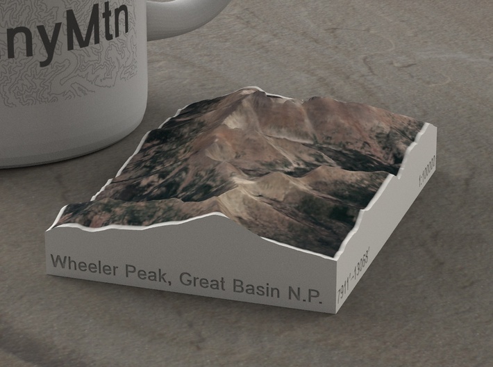 Wheeler Peak, Nevada, USA, 1:100000 3d printed 