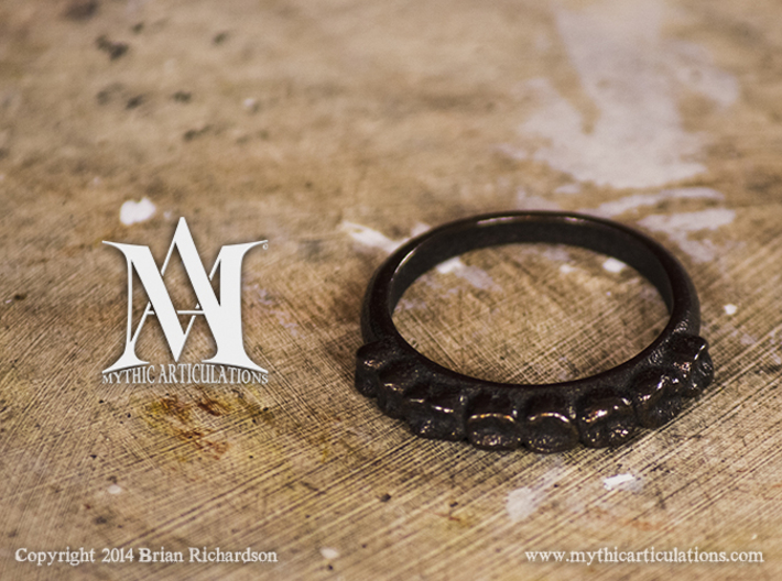 Molar Teeth Ring Size 6 3d printed Glossy Bronze Steel
