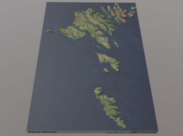 Faroe Islands Relief Map: 1:300,000 Scale 3d printed