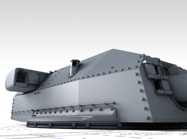 1/144 DKM Bismarck 38cm (14.96") SK C/34 Guns 3d printed 3D render showing Bruno/Caesar Turret detail
