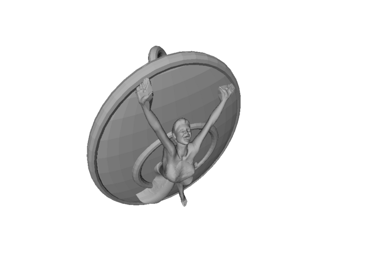 Joyful Dancer Small Pendant with circle background 3d printed 