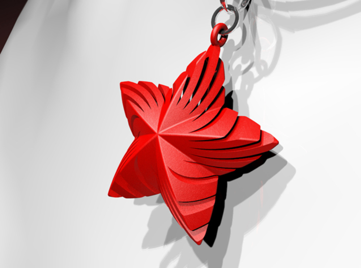 Tortuous Star Pendant 3d printed Red Strong &amp; Flexible Polished