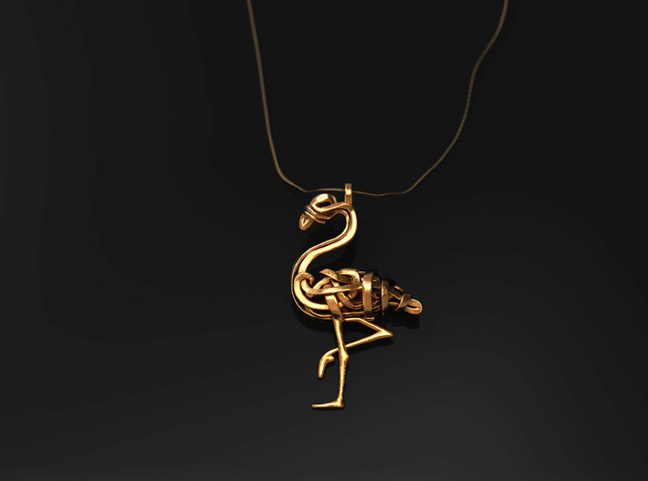 Flamingo Pendant 3d printed Flamingo Pendant in raw brass