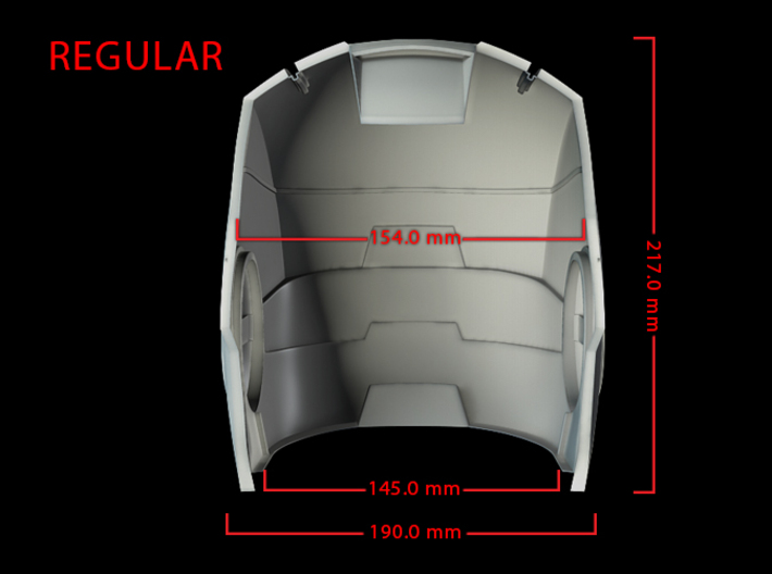 Iron Man Helmet Head (Regular) Part 1 of 3 3d printed CG Render (Front Measurements)