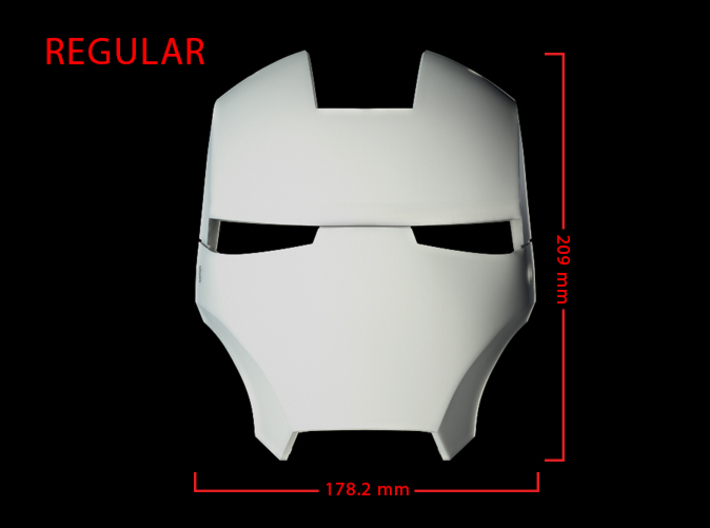 Iron Man Helmet Face Shield (Regular) Part 2 of 3 3d printed CG Render (Front Measurements)