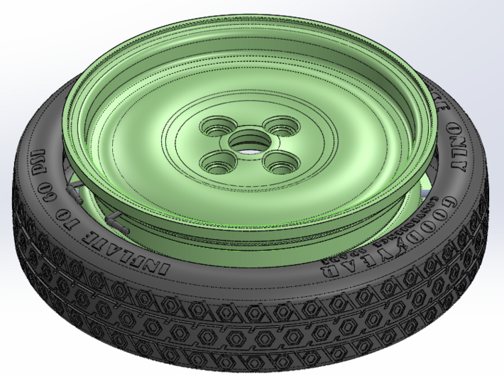 Spare Wheel (Complete) for Eaglemoss Delorean 3d printed 