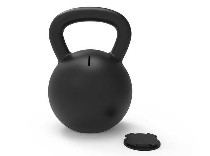 Kettle Bell Bank 3d printed Two pieces, the body and the plug